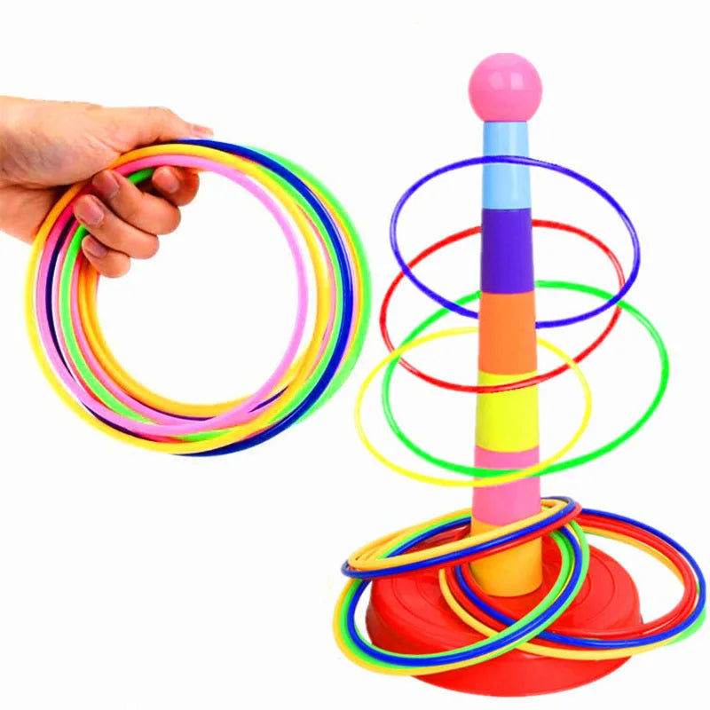 Kinderen stapelen en werpen ringen cirkelspel | Buiten plezier speelgoed set voor kinderen, ouder-kind gezinshoepelring toss