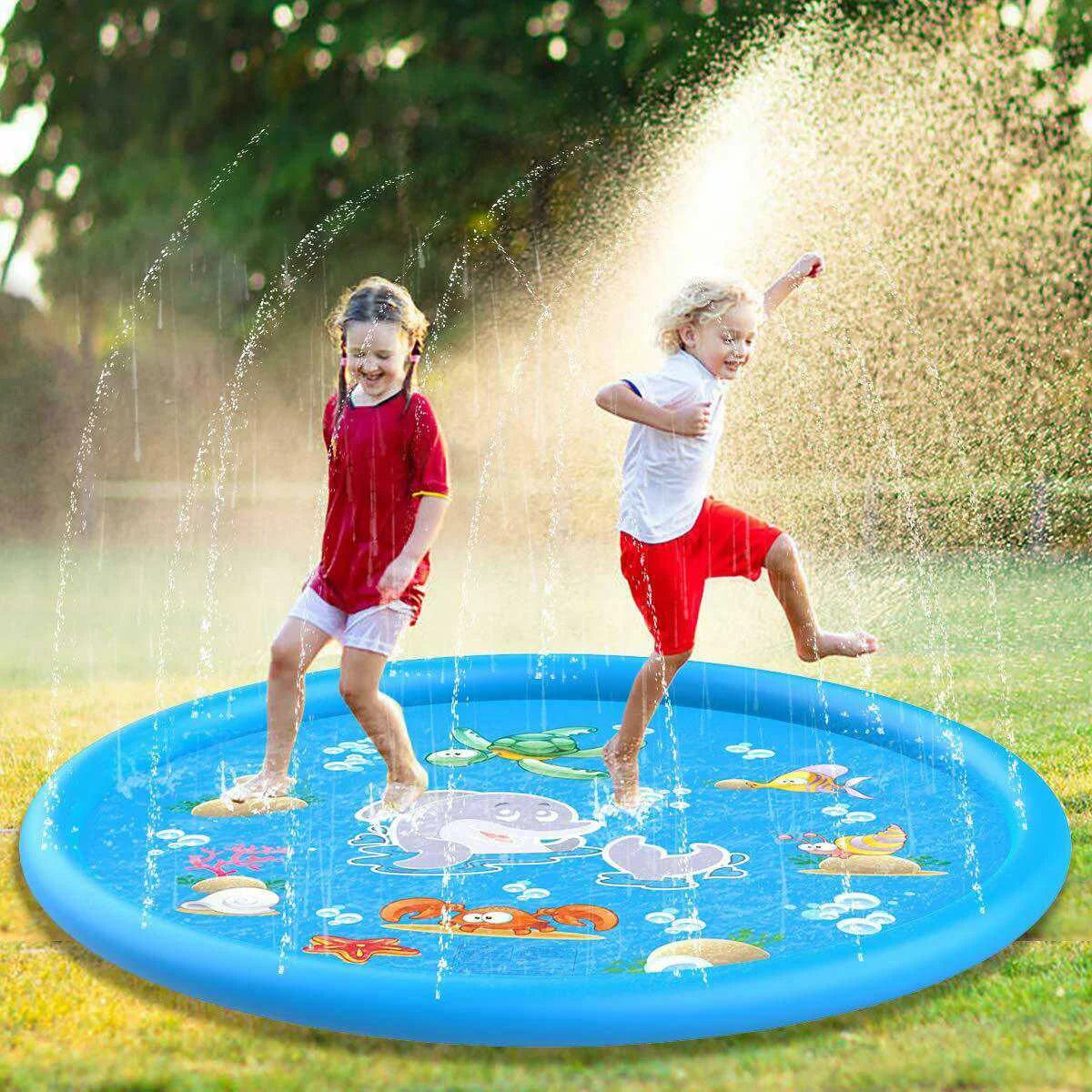 Spray Mat voor Kinderen | 100/170cm Strand Opblaasbaar Water Speelmat, Zwembad Speelgoed voor Buiten
