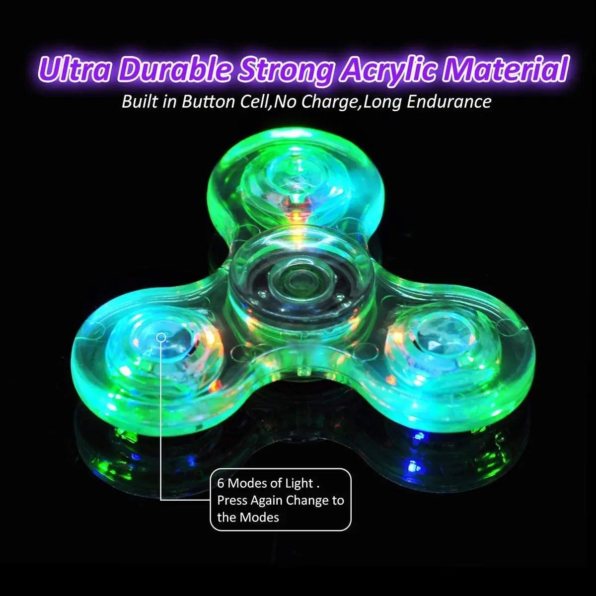 LED Oplichtende Fidget Spinner | Luminiserend Vingertop Speelgoed, Stressverlagend & Anti-angst, Feestartikelen voor Kinderen & Volwassenen