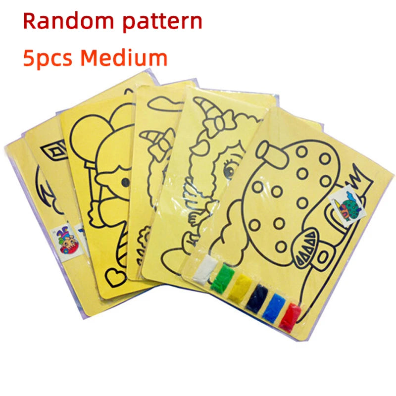 Creatieve DIY Zandtekening Set | Montessori Speelgoed voor Kinderen, Educatief Knutselwerk, Doodle Kleurzand Kunst Afbeeldingen