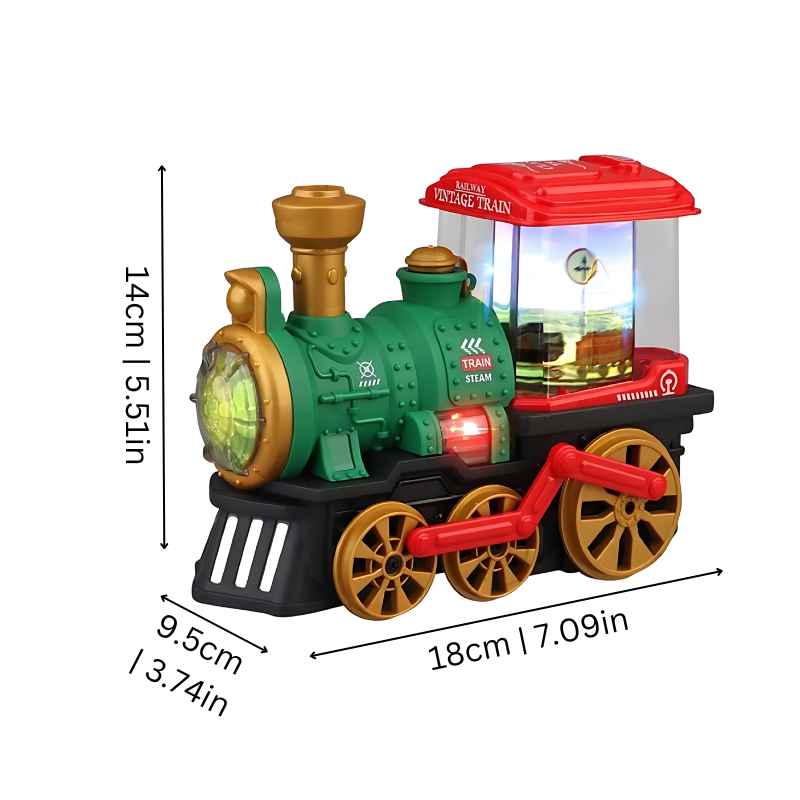 Actierijke locomotief met licht en stoom
