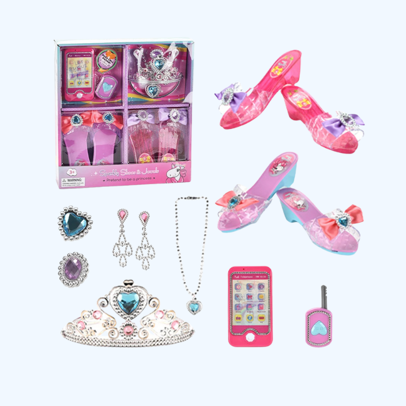 Prinsessenschoenen met Sieraden en Kroon - Elektronisch Telefoonspeelgoed Mode Beautyset voor Meisjes