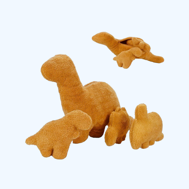 Set van 4 Dino Nugget Kussens - Creatieve Dinosaurus Knuffels voor Feestjes & Thema Decoraties - Kerstcadeau