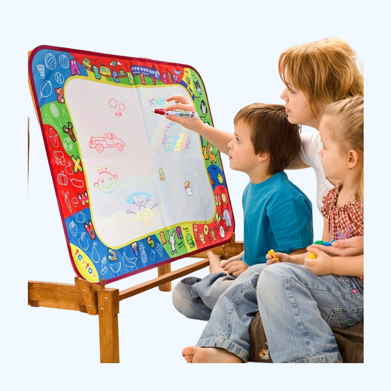 Watertekenmat voor Kinderen met 2 Waterpennen - Herbruikbaar, Niet-Giftig, Groot Formaat - Voor Peuters