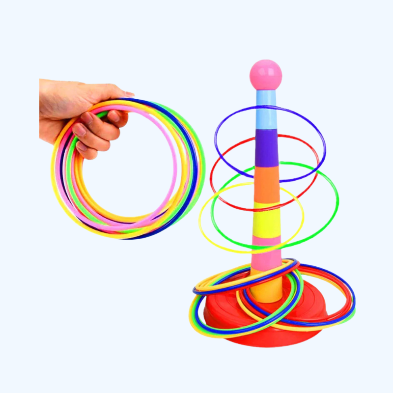 Kinderen stapelen en werpen ringen cirkelspel | Buiten plezier speelgoed set voor kinderen, ouder-kind gezinshoepelring toss