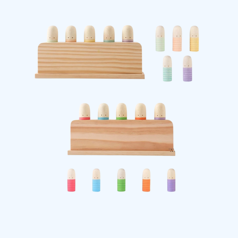 Houten Montessori Speelgoed - Veerkracht Blokken en Kleuren Training