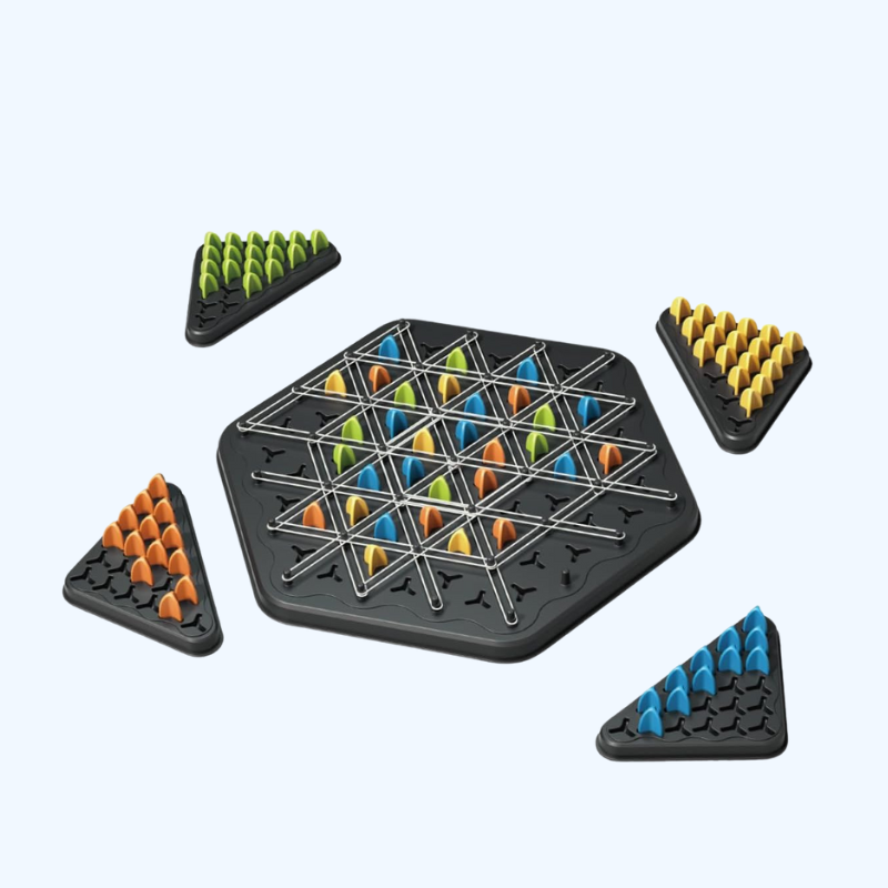 Ketting Driehoek Schaakspel | Geometrische Bordspellen voor Familienaam, Gezelschapsspellen voor Kinderen en Volwassenen 2 tot 4 Spelers