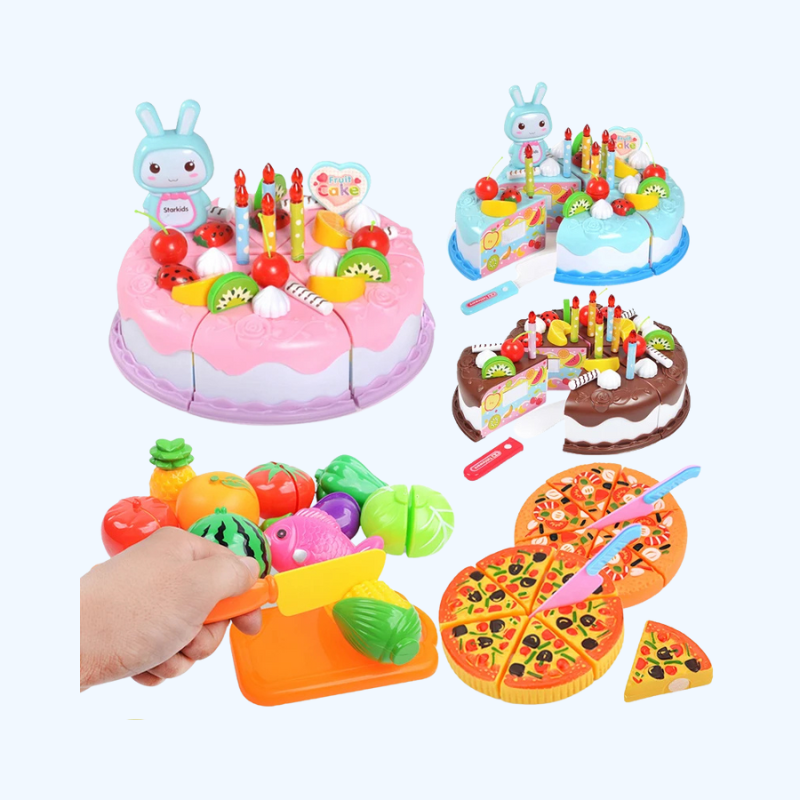 Kinder Rollenspel Speelgoed | Gesimuleerd Keukenspeelgoed, Plastic Snijvoedsel, Cognitie Speelgoed voor Kinderen, Jongens en Meisjes, Verjaardagscadeau TMZ