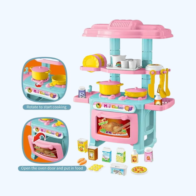 Mini Keuken Speeltafel Set | DIY Gesimuleerd Kook- en Tafelgerei, Rollenspel Speelgoed, Cadeau voor Kinderen en Jongens