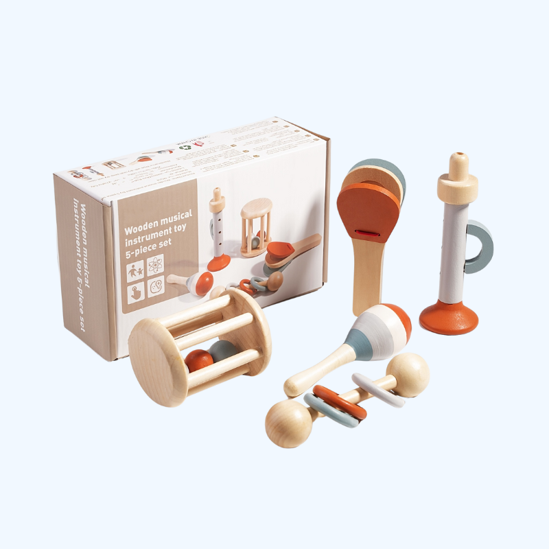 5-delige Houten Muziekinstrumenten Set | Educatief voor Peuters