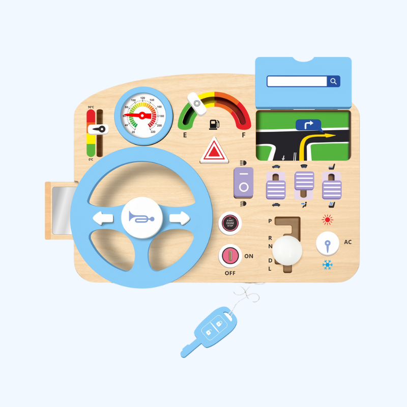 Houten Busy Board met Stuur | Educatief Speelgoed voor Jongens en Meisjes