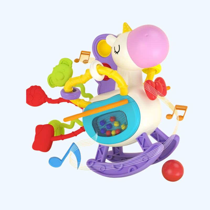 Grappige Muzikale Busy Box | Trek- en drukspeelgoed met kleurrijke geluiden en beweging. Duurzaam, geschikt voor baby's en peuters (0-3 jaar). Perfect cadeau voor Kerstmis en Nieuwjaar.