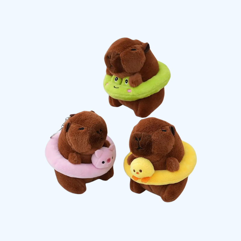Zwemring Capybara Pluche | Capybara Sleutelhanger Gevulde Dieren Schattig Speelgoed Capybara Pop voor Kinderen en Volwassenen van 1 - 7 Jaar