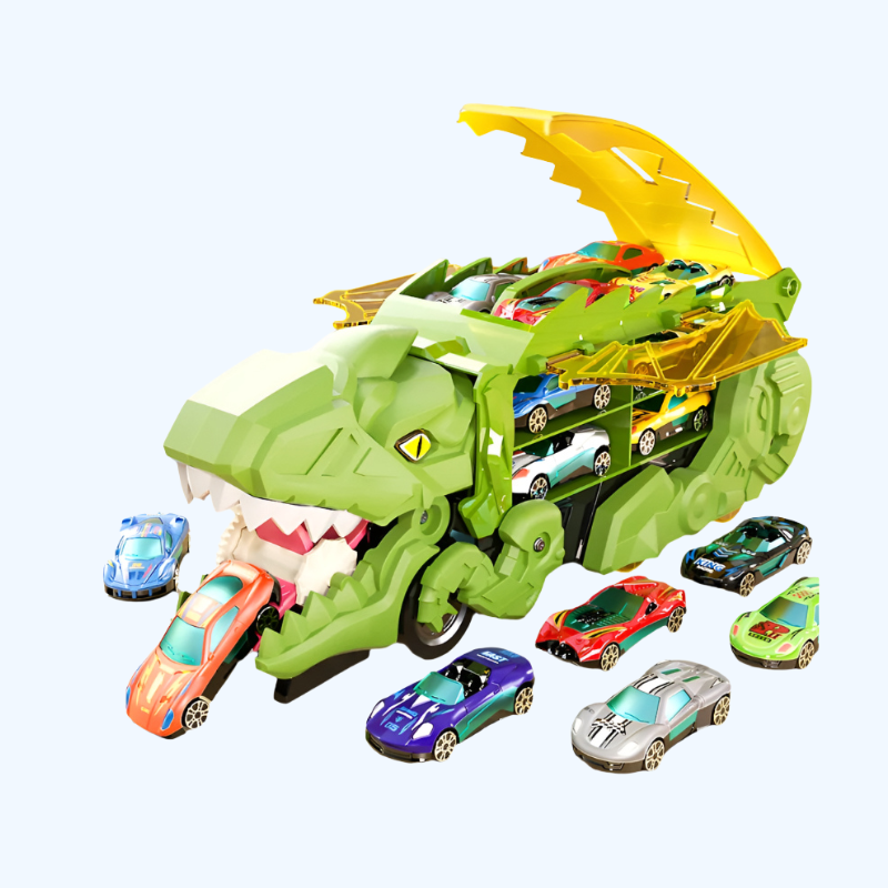 Speelgoedauto op spoor voor kinderen - Dino Tyrannosaurus puzzel, cadeau voor jongens van 3 tot 6 jaar