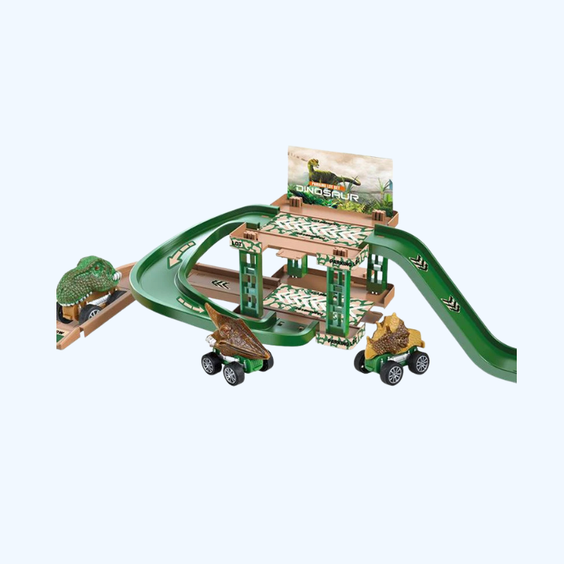 Parkeerbaan voor kinderen - Bouw autospan met politieauto's, brandweerwagens en dinosaurussen, cadeau voor kinderen