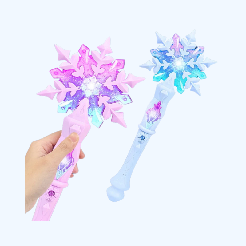 Prinses Sneeuw Toverstaf Speelgoed | Sneeuwvlok Licht & Geluid Stok, Cosplay Feeënstok voor Meisjes, Glimmende Kerst & Halloween Kinderspeelgoed