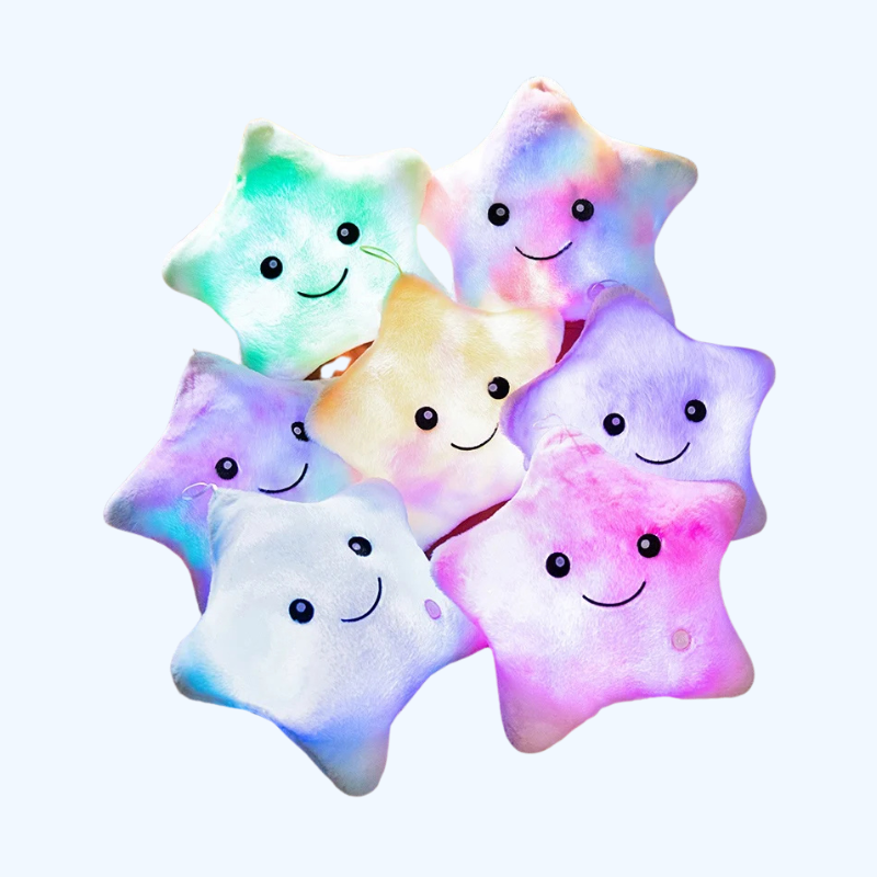 Elektronische Ster Pluche Speelgoed Kussen | Zacht Knuffel Ster Kussen met LED Licht, Gloeiend Pluche Pop Baby & Kind Speelgoed, Verjaardagscadeau & Decoratie