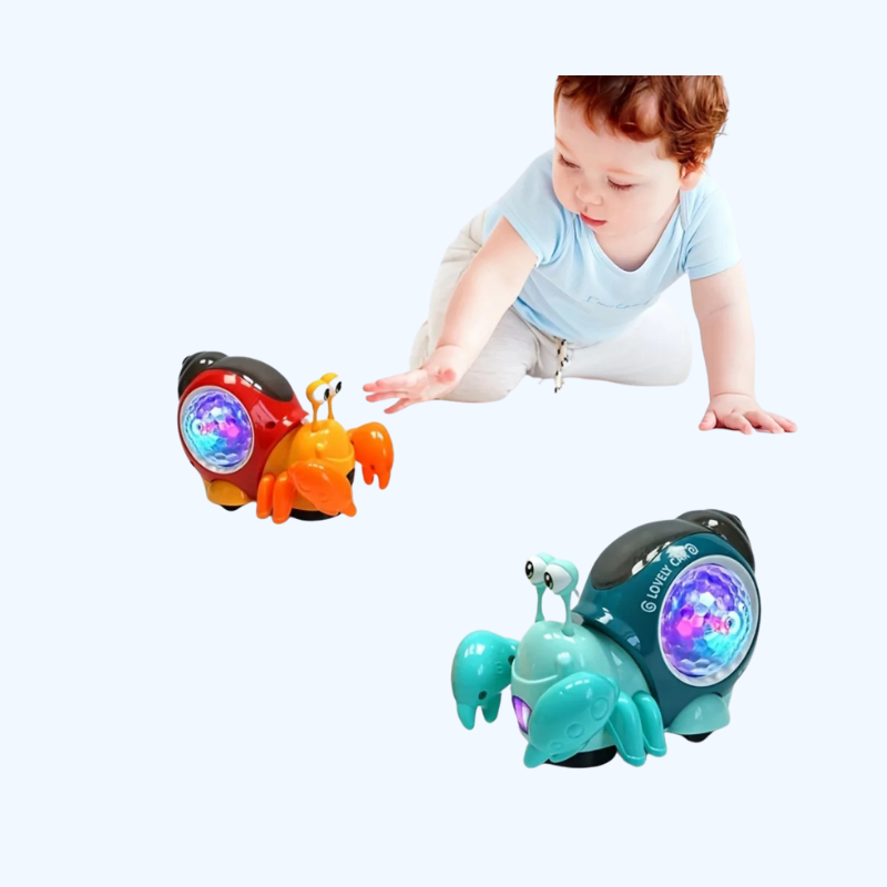 Ontsnappende Kruipende Krab | Tummy Time Baby Speelgoed, Interactieve Sensorische Dansende Krab met Muziek, Geluid & Lichten