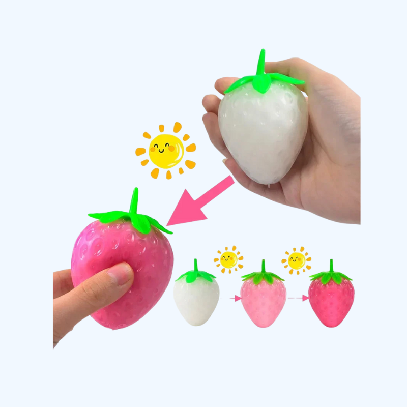 Simulatie Kleurveranderende Aardbei Squishy | Kindvriendelijke Stressbal, Fidget Speelgoed voor Ontspanning & Autisme Sensorisch Speelgoed