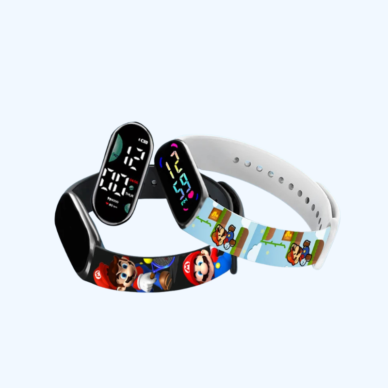 Super Mario Bros Kinderhorloge | Anime Karakter Luigi, Oplichtend LED Touch Digitaal Horloge, Waterdicht Cadeau voor Kinderen