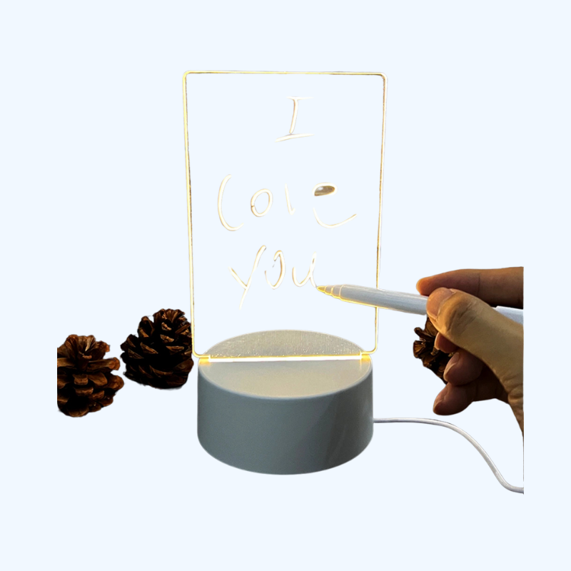 LED Nachtlampje Transparant | USB Acrylaat Nachtlampje met Wisselbare Schrijfplaat - Lichtgevende Berichttabel