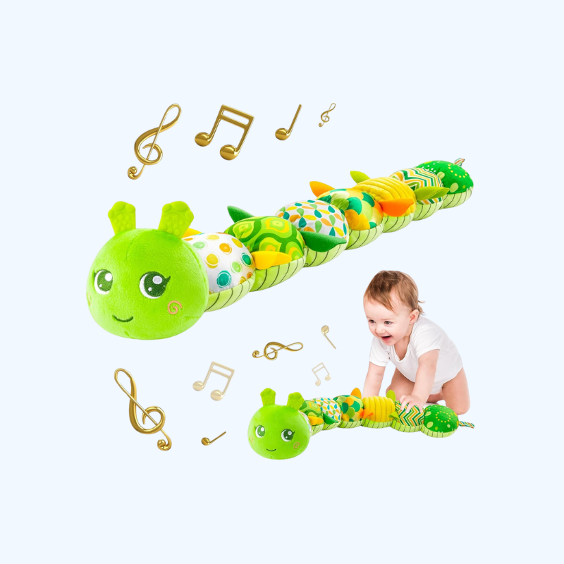 Pluche Musicale Rups voor Baby's | Multi-Sensorisch Activiteit Speelgoed met Kraakgeluiden, Rammelaar en Texturen - Speelmat voor 0-3-6-12 Maanden