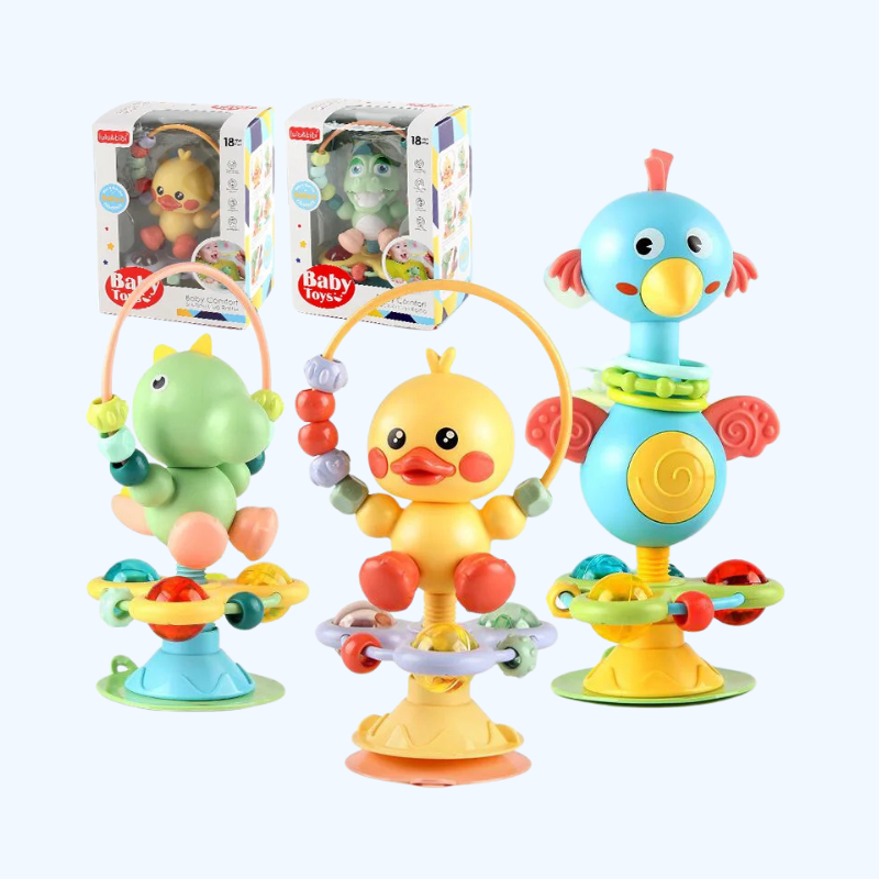 Baby Cartoon Kalmerend Speelgoed | Rinkelend Speelgoed met Geluidseffecten & Zuignap voor Tafel