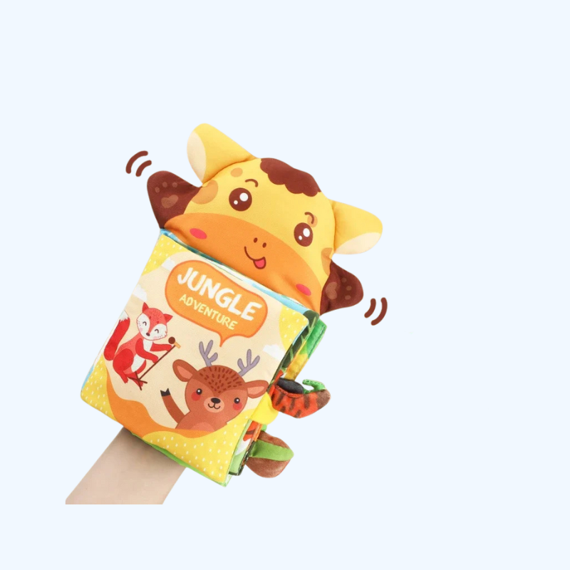 Handpop Stoffen Boek | Vroeg Leren Educatief Boek voor Babyâs, Interactief Cognitief Speelgoed