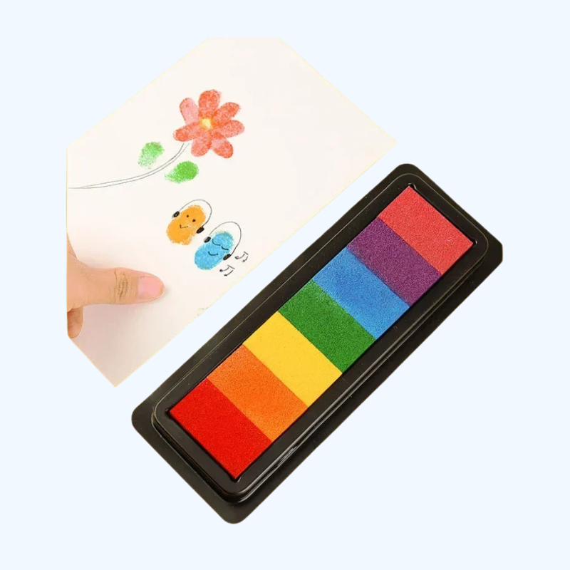 Vingerverf Set voor Kleuters | DIY Stempel Pad, 7 Kleuren Creatieve Graffiti & Teken Speelgoed
