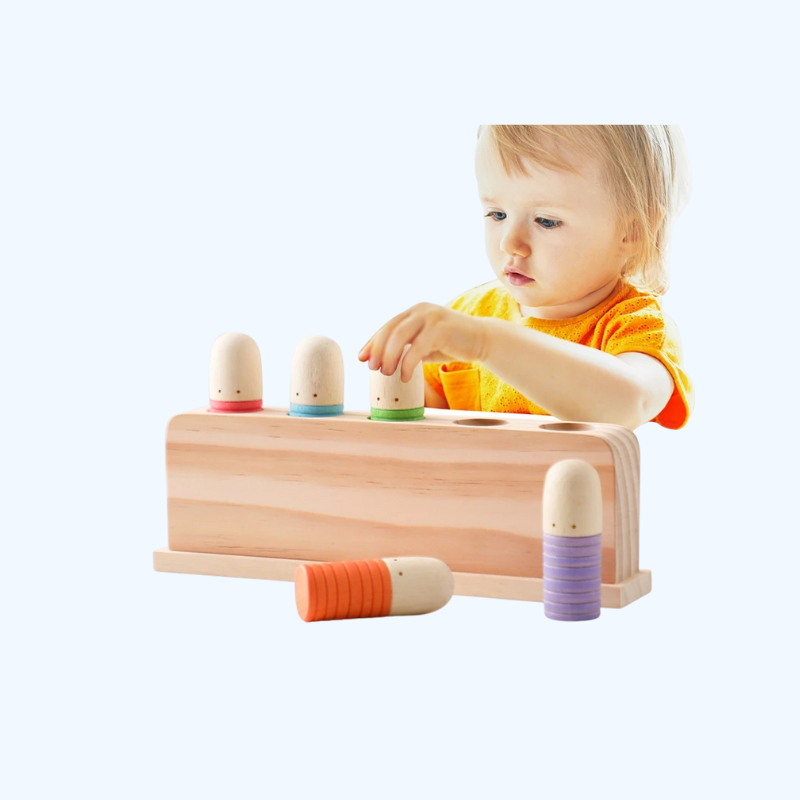 Houten Springend Mannetje | Kleurherkenning & Coördinatiespel, Educatief Speelgoed voor Baby’s