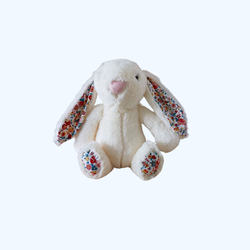25cm Superzachte Konijn Knuffel | Schattig Pluche Konijntje met Bloemige Oren, Geschenk voor Meisjes