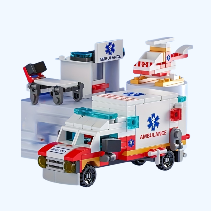 6-in-1 Ambulance Bouwstenen Set | DIY Auto Bouwset, Educatief Speelgoed voor Kinderen, Verjaardag & Feestcadeau