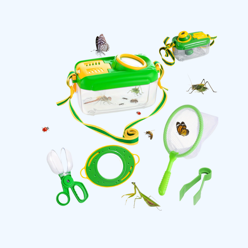 Kinder Natuur Ontdekkingskit | 5-delige Insectenvangset met Habitat, Vlindernet & Pincet, Perfect voor Buitenavonturen (3-6 Jaar)