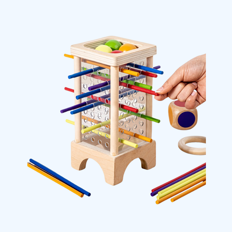 Houten Stapelspel | Kleuren & Vormen Leren, Perfect voor Ouder-Kind Plezier | Educatief Speelgoed | Indoor Speelgoed