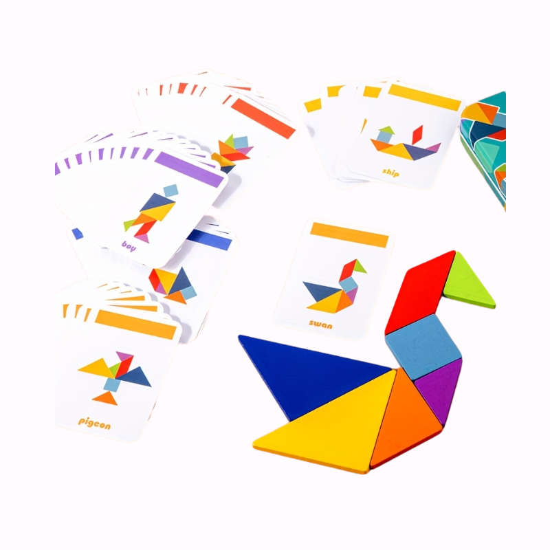 Houten Tangram Puzzel | Kleurrijk Educatief Meetkundespel | Halloween/Kerst/Thanksgiving Cadeau