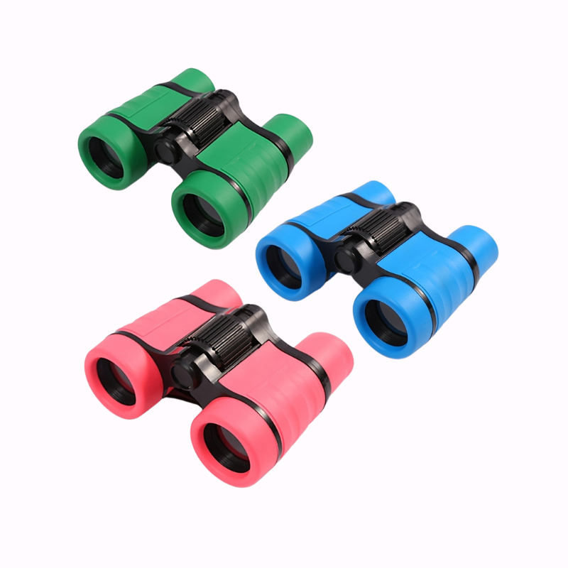 Kinderverrekijker Set | Schokbestendig, 4x Zoom | Voor Vogels Kijken & Educatief Gebruik | Groen/Roze/Blauw