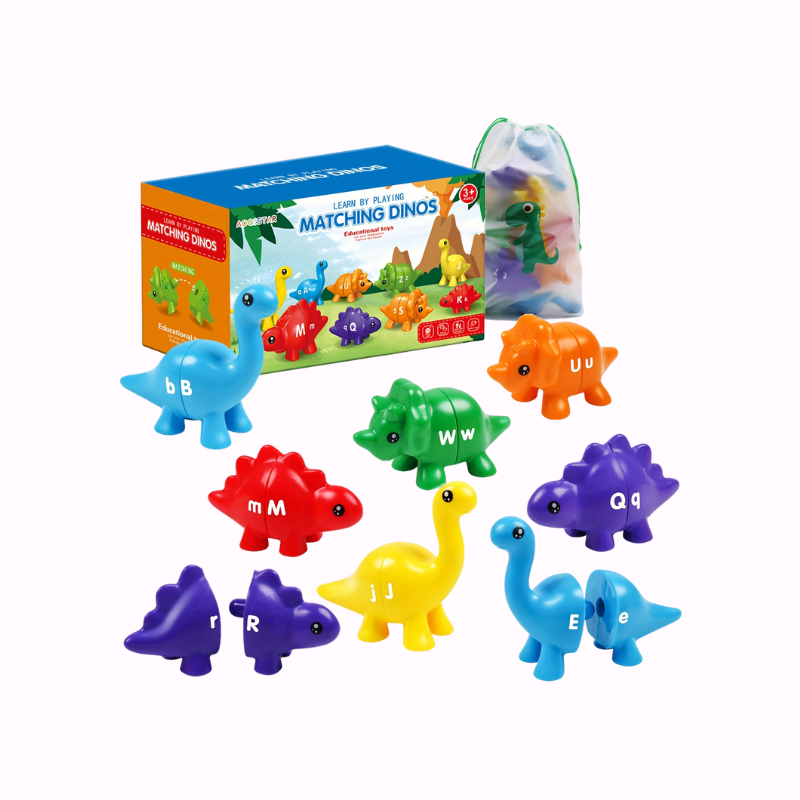 Dinosaur letter matching toys en number matching toys voor kinderen – kleurrijk educatief speelgoed om letters en cijfers te leren.