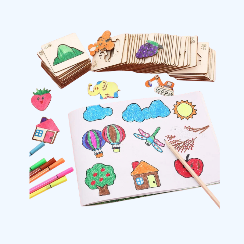 32/20-delige Montessori Teken Speelgoed Set | Houten DIY Sjablonen, Educatief & Leerzaam Cadeau voor Kinderen