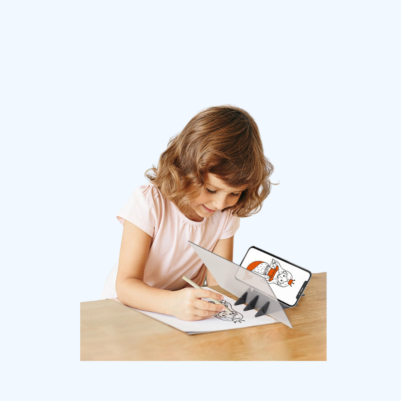 Projectie Tekenbord met Kopieerfunctie | Montessori Schilder- & Tekenset met Reflectie en Dimbare Houder