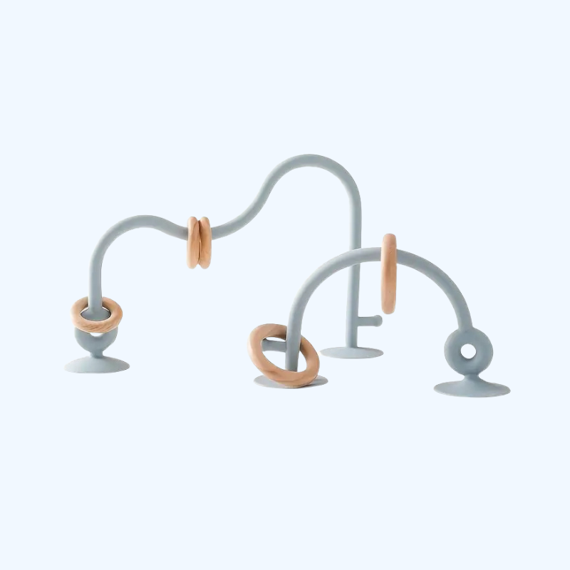 Silicone Zuig Baby Boog Speelgoed met Houten Ringen | Multicolor Baby Speelgoed voor Vroege Ontwikkeling