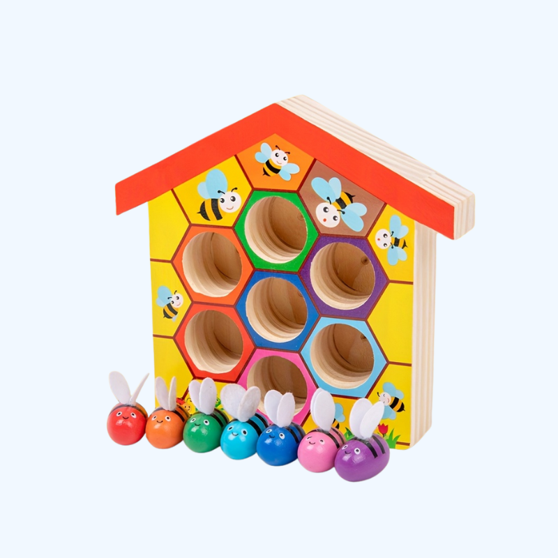 Houten Bijenspel voor Peuters | Fijnmotorisch Educatief Speelgoed