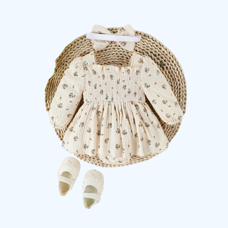 Baby Meisje Prinsessen Jumpsuit | 100% Katoenen Bloemenprint Romper met Ruches en Strik