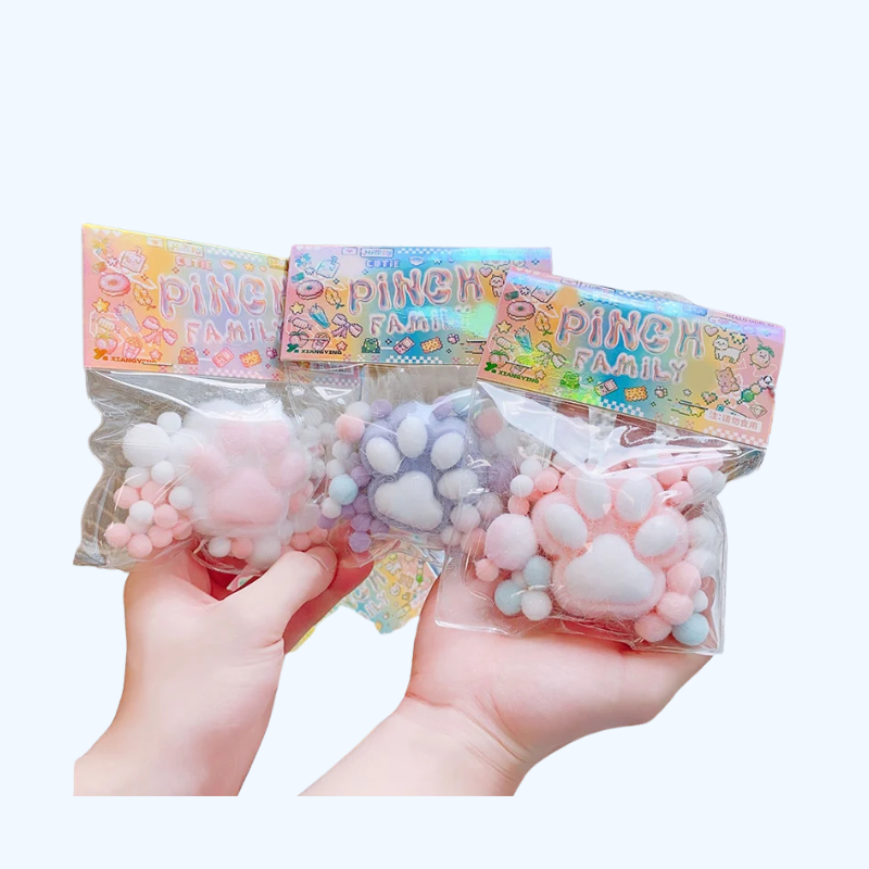 Pluchen katpoot stress speelgoed - Handgemaakt mochi speeltje, verjaardag of feest cadeau