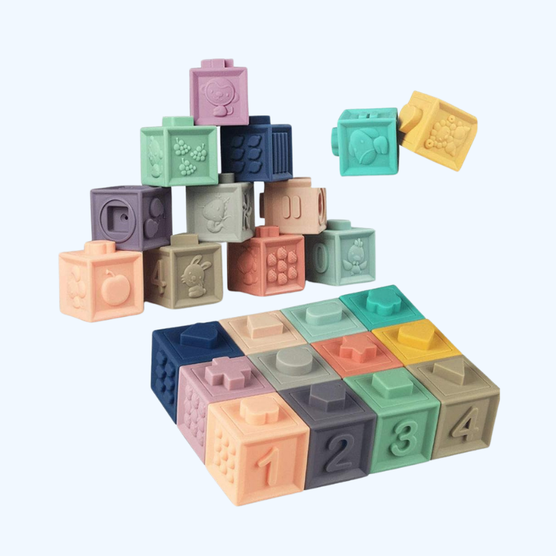 Zachte Sensorische Stapelblokken | Montessori Bad Speelgoed | Vroeg Leren 6-36 Maanden