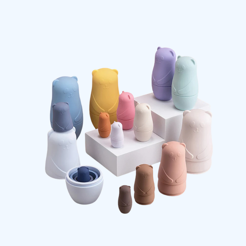 Montessori Nestpop Speelgoed Set - Russische Matroesjka Pop Educatieve Speelgoed voor Kinderen, Siliconen Stapelblokken BPA-vrij