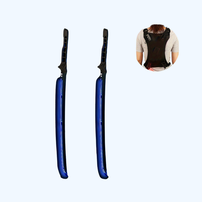 2 Stuks Sci-Fi Cyberpunk Gloeiende Samoeraizwaarden, Oplaadbare Acryl LED Modellen, Halloween Decoratie, Imitatie Wapenmodellen Collectie Voor Games