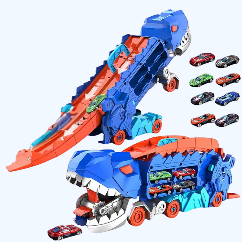 Dino Transporter Speelset met Piste | Transformeerbare Dinosaurus Truck met Racebaan voor Kinderen van 3-6 Jaar