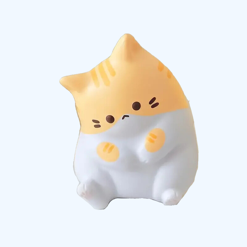 Cartoon Kat Knijp Speelgoed | Zacht PU Fidget Speelgoed met Langzame Terugkaatsing en Gemengde Kleuren voor Kinderen en Volwassenen