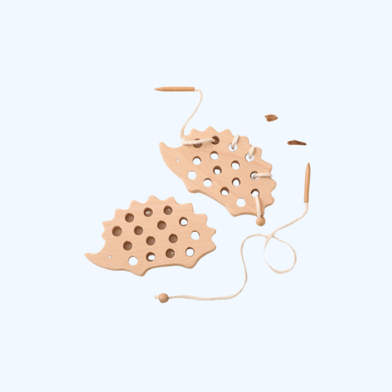 Houten Egel Rijgbord Montessori Speelgoed - Beukenhouten Educatief Speelgoed, Kralen Blokken Puzzel Speelgoed Cadeaus voor Baby's