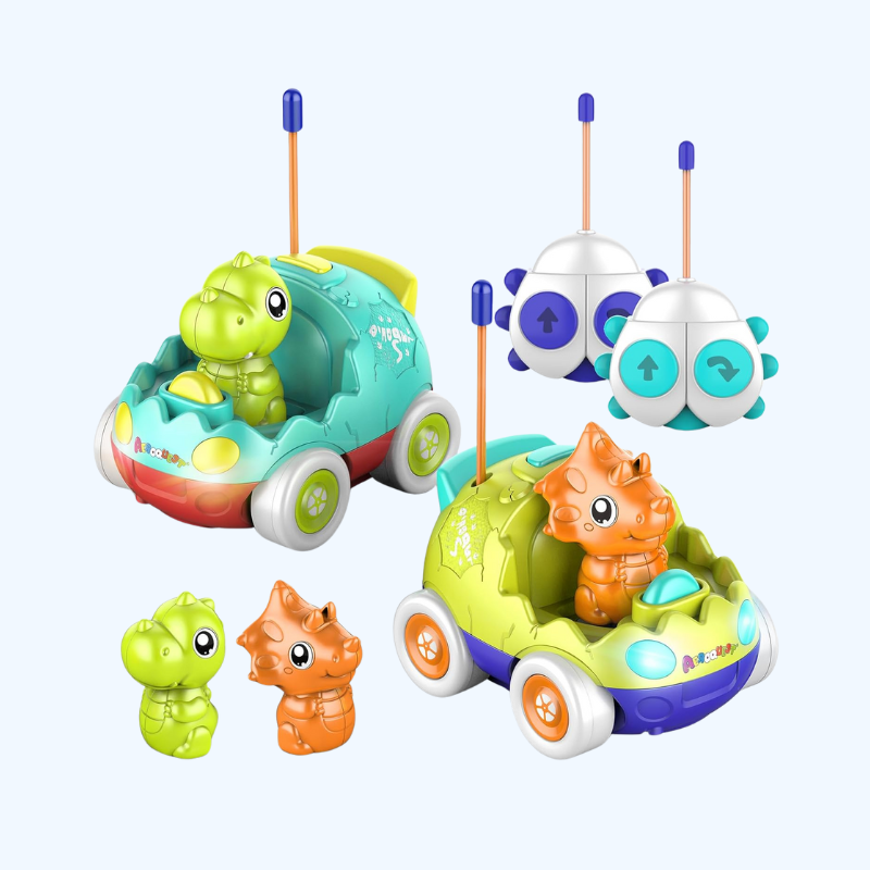 Dinosaurus Afstandsbediening Auto's voor Peuters 18+ Maanden | Veilig, LED Licht & Muziek | Geweldig Cadeau 2-5 Jaar